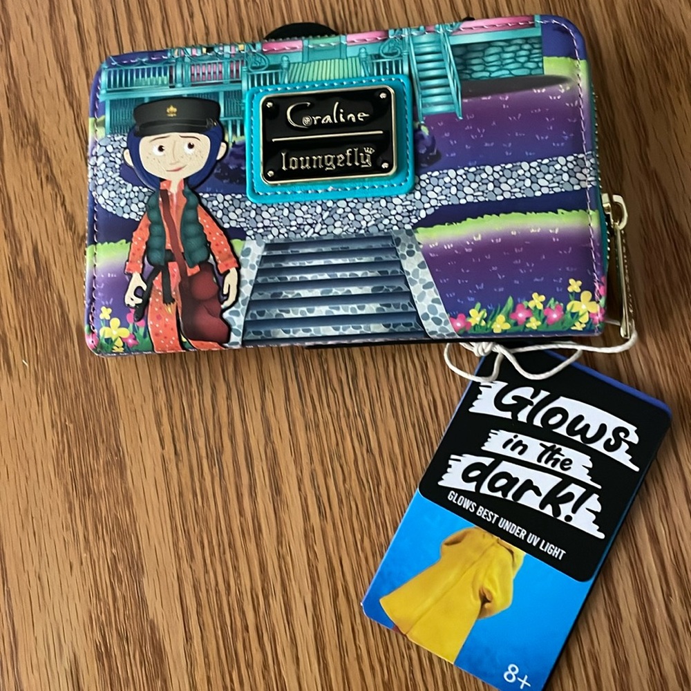 Loungefly Coraline Glow-in-the-Dark Purple Teal Wallet